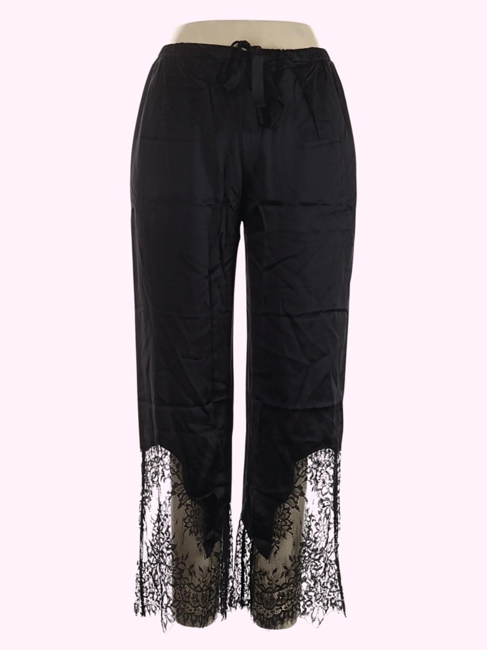 NWT GINIA RTW 100% Silk Assymetrical Lace Trim Pant Sz XL